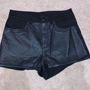 H&M Black Shorts with Faux Leather Front